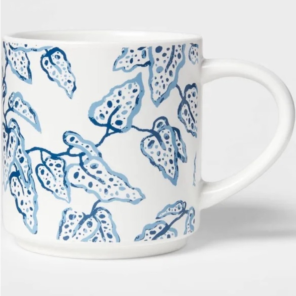 Threshold Plant Parent Mug Blue and White 16 oz